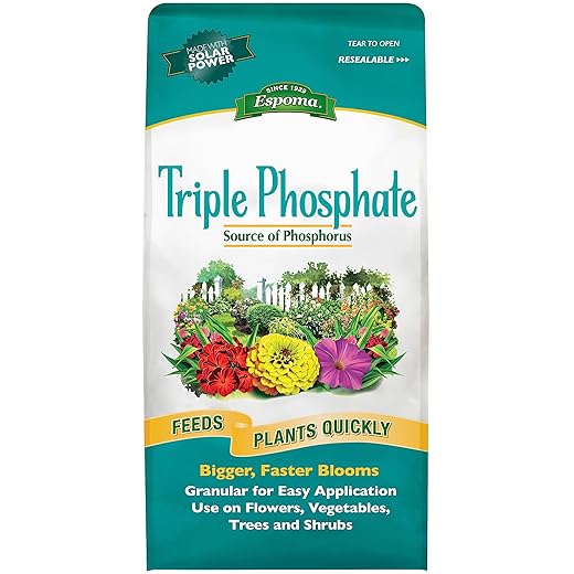Espoma Triple Phosphate Fertilizer 0-45-0, 6.5lb. Bag; Promotes Root Growth and Blooming in All Flowering Plants, Trees, Shrubs, and Vegetables. Granular for Easy Application. Pack of One.