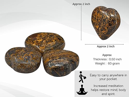 Miniatura 2 de Mariyam Jasper - Piedra de palma de corazón de cristal de jaspe, piedra de preocupación para masaje de bolsillo para equilibrio natural de chakras