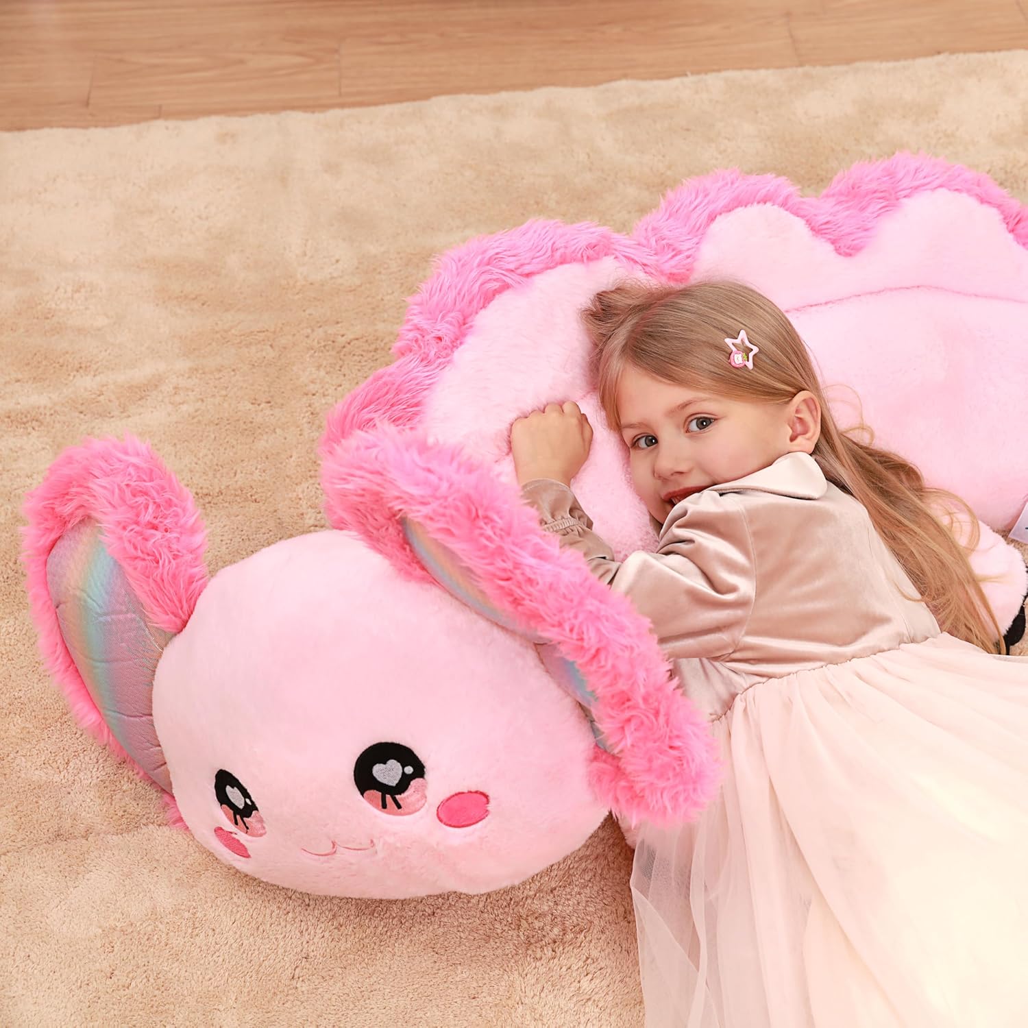 IKASA Giant Axolotl Stuffed Animal Plush Toy,Large Big Jumbo Soft Toys,31.5" Huge Size Cute Plushy Fluffy Fat Plushie,Gifts for Kids Girls - Image 5