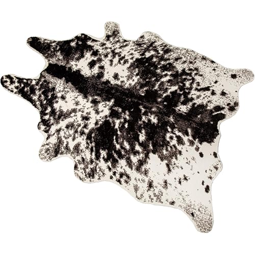 MustMat Faux Cowhide Rug Black and White Cow Print Area Rug Large Animal Hide Carpet Western Decor 5.2ft x 6.6ft