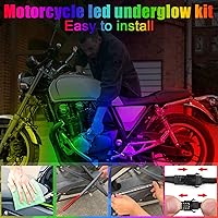 Vista 6 de 10 piezas de kit de luces LED de bajo de motocicleta, tiras de luces LED RGB, kit de luces LED de bajo de motocicleta con control de APP para Harley