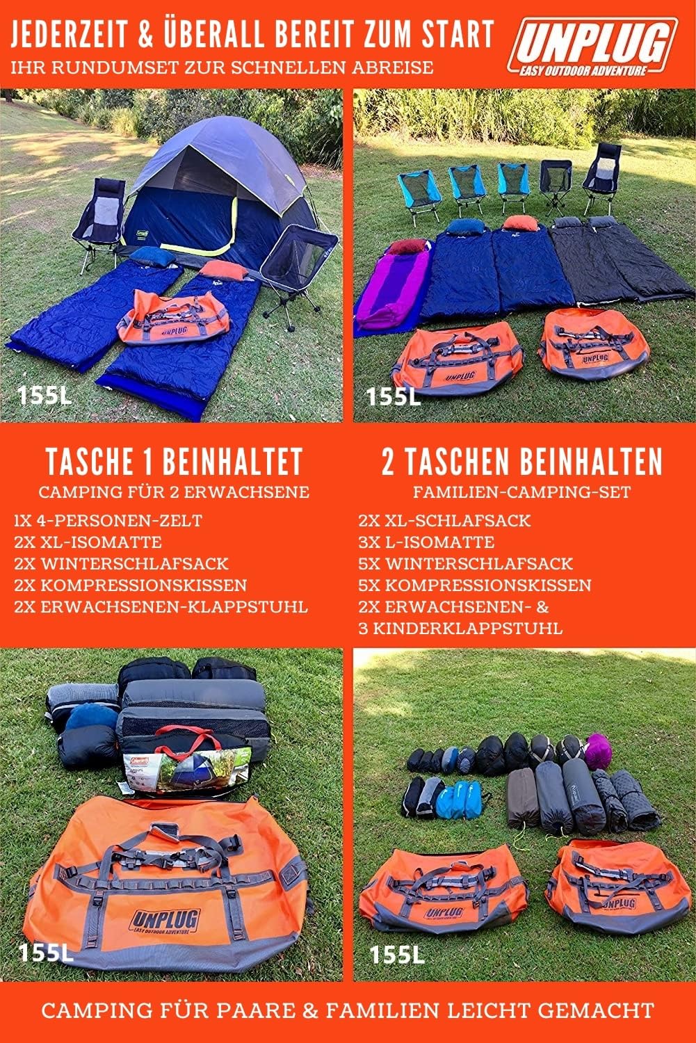 Unplug Ultimate Adventure Bag | 1680D strapazierfähige wasserdichte Seesack | wasserdichte Seesack für Camping, Motorrad, Trockentasche, Jagdtasche, Abenteuer-Sporttasche, wasserdichte Tasche