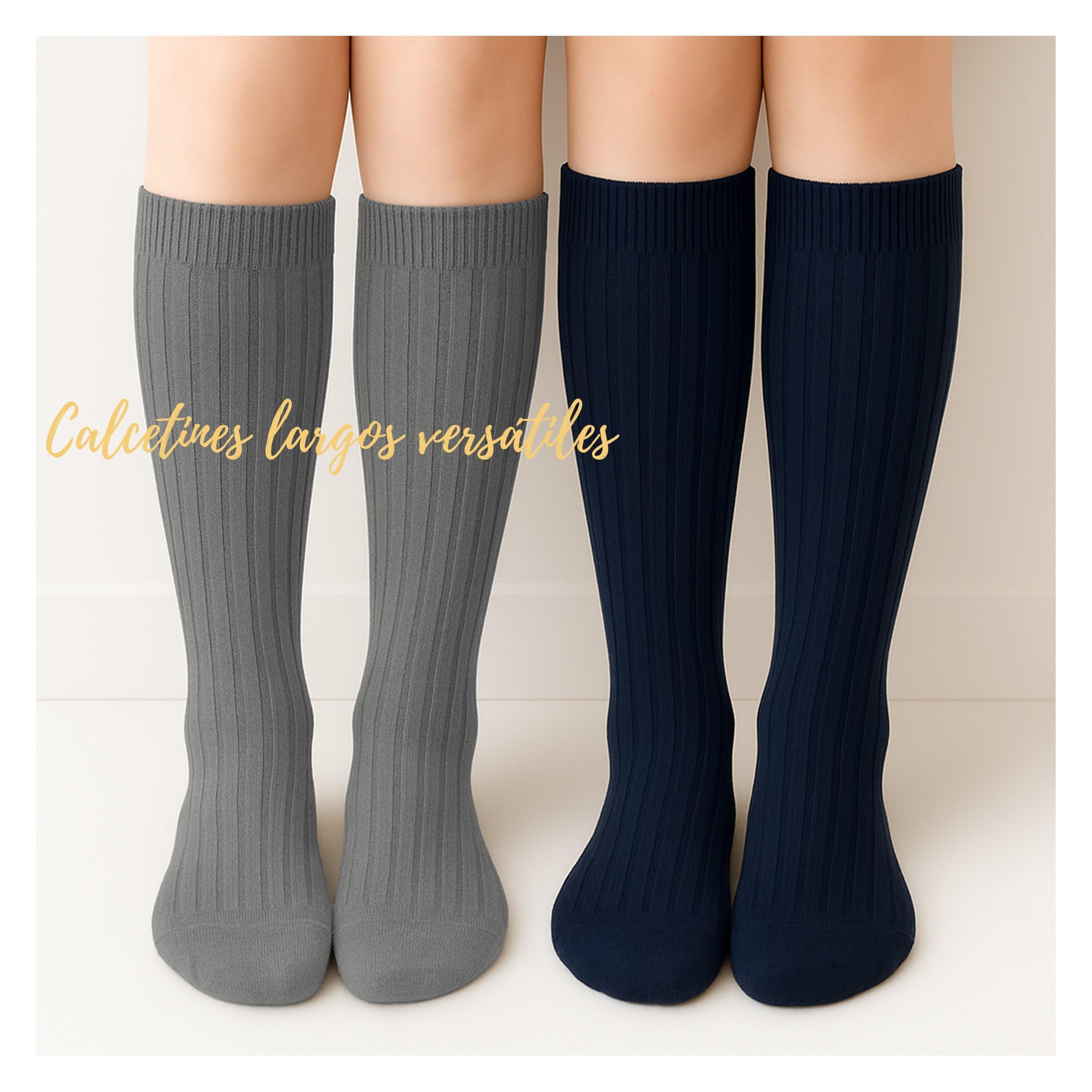 SHANN Calcetines Larga y corta Clásicos Unisex para Niño, Niña, Adultos. 80% Algodón, Transpirables. Pack 6 Pares Calcetines para Uniforme de Colegio, Instituto, Calcetines Altos Algodón