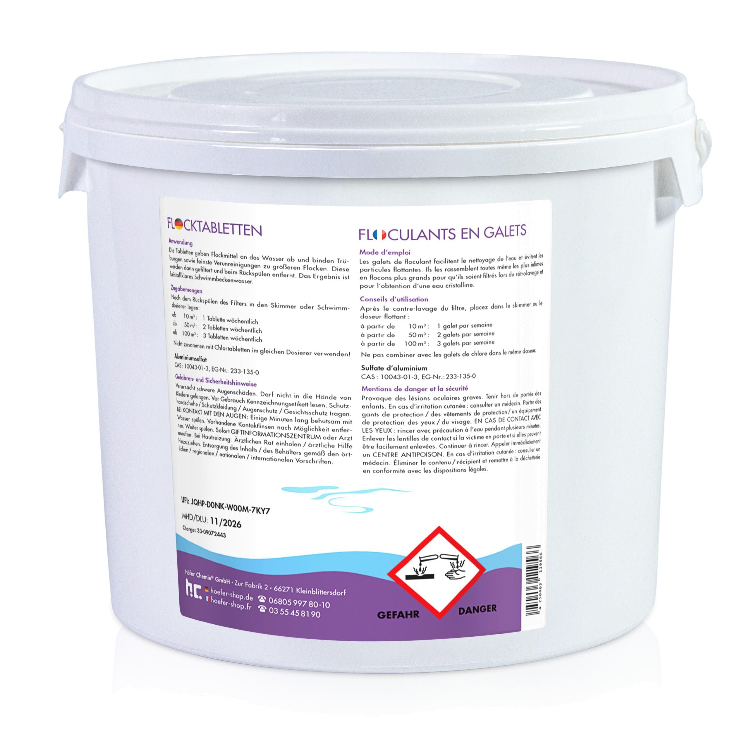 Höfer Chemie 1 x 5 kg BAYZID Pool Flockungsmittel Tabletten Flocktabletten - einfache Anwendung gegen Trübungen + kristallklares Poolwasser