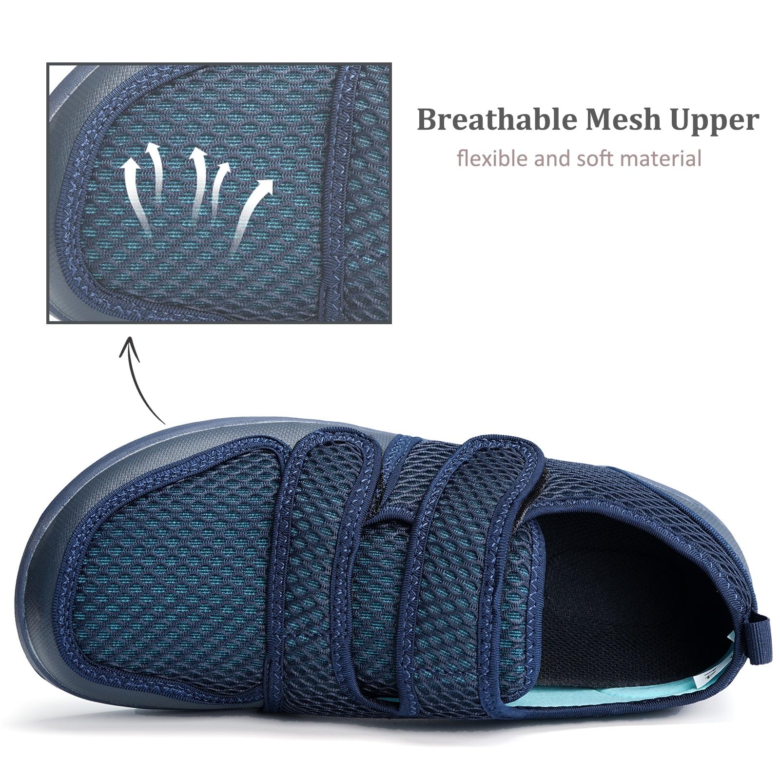 Hsyooes Zapatos Diabéticos Mujer Zapatos Ortopédica Hombre Zapatillas de estar por casa Ensanchar Respirable Ajustable Artritis Edema Zapatos hinchados
