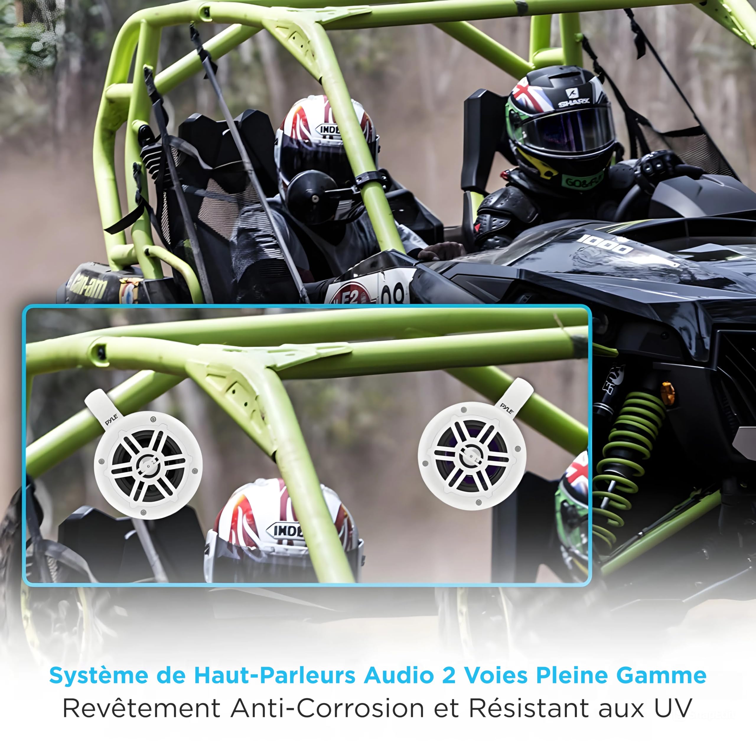 Pyle Haut-Parleurs Marins 10 cm Étanches, 300W, Kit Audio Bateau, Système Stéréo Extérieur Résistant Intempéries, Enceintes Doubles, Blanc