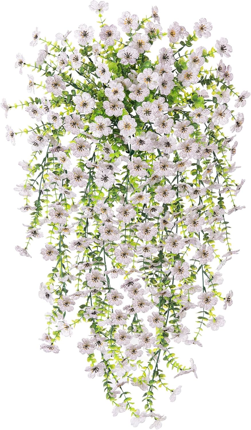 Ammyoo Artificial Hanging Flowers for Outdoors Faux Plants Decoration, 2 Packs Fake Silk Daisy Flower Realistic Outdoor Flowers UV Resistant Porch Patio Window Yard Outside Decor(White)