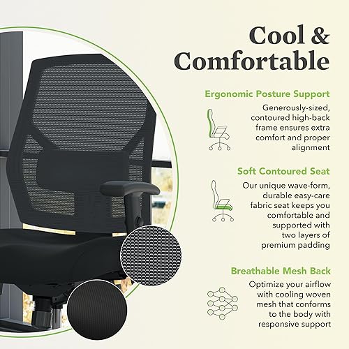 Miniatura 5 de HON Crio - Silla de trabajo de respaldo alto, silla de computadora con respaldo de malla con control asincrónico para escritorio de oficina, en