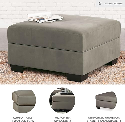 Miniatura 4 de Signature Design by Ashley Darcy - Otomana cuadrada de felpa casual, color marrón grisáceo, 25 pulgadas de profundidad x 31 pulgadas de ancho x 18