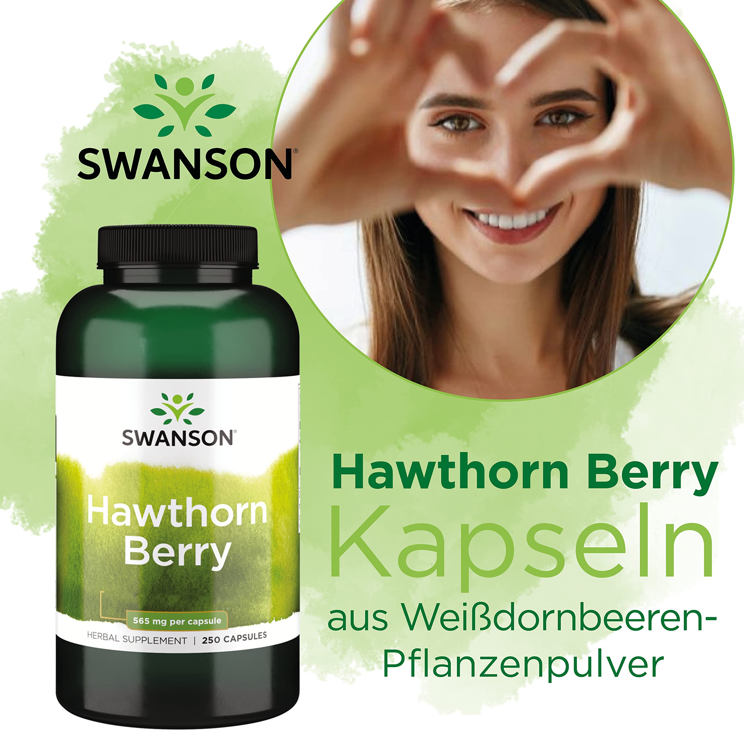 Swanson, Hawthorn Berry, 250 glutenfreie Kapseln, 565mg Weißdornbeeren je Dosis, Sojafrei, GMO frei, Geschmacksneutral