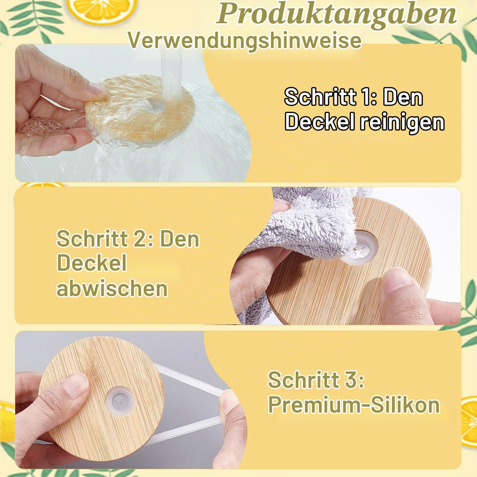 60 Stück 70mm Bambusdeckel Mit Strohhalmloch Für Gläser Aufbewahrungsdeckel Aus Bambus Für Einmachgläser Mit Silikonring Glasdeckel Für Trinkgläser Mit Normaler Öffnung
