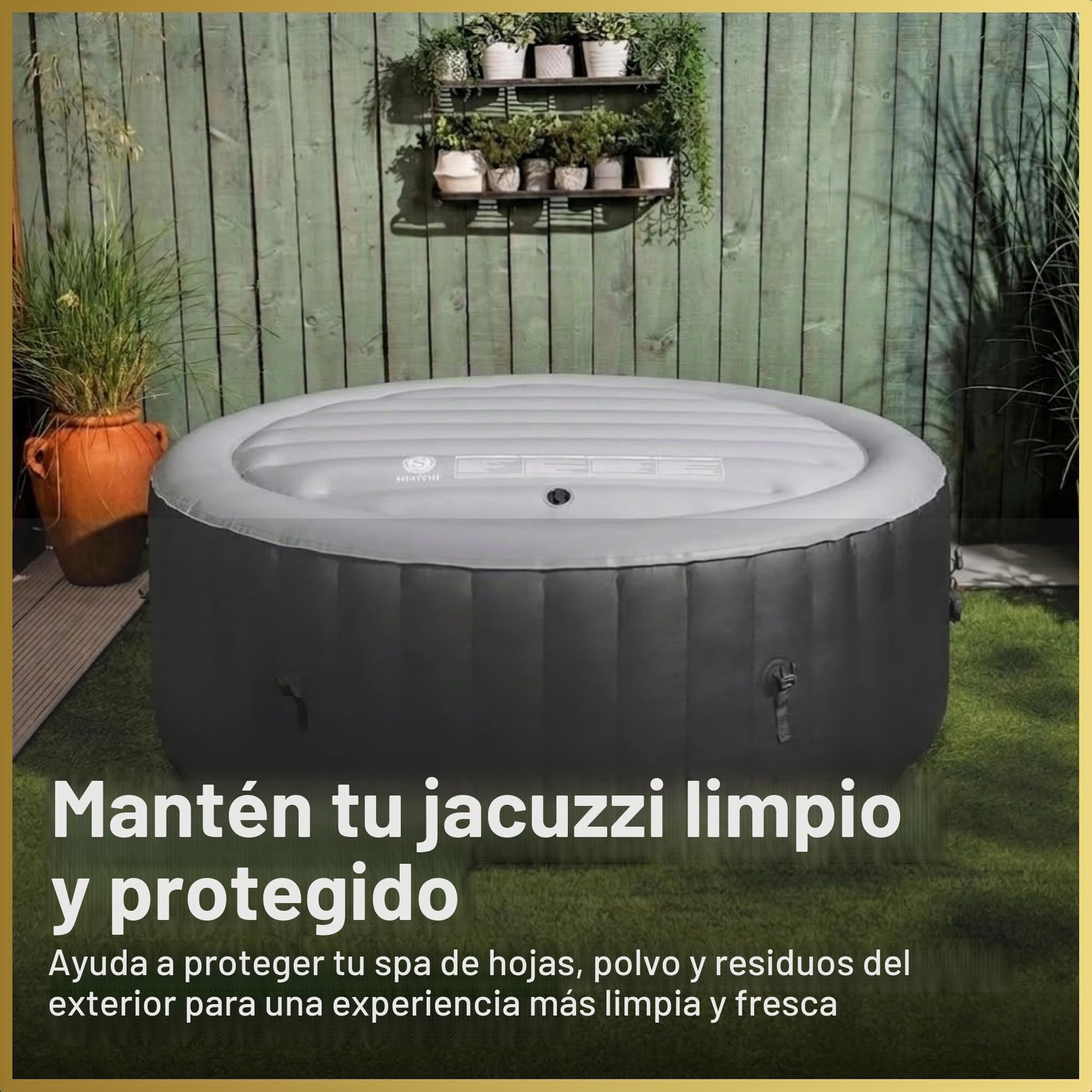 Cubierta Inflable de Ahorro de energía, Tapa Protectora de Lluvia, Aislamiento térmico, vejiga Redonda, se Adapta a Todos los jacuzzis Redondos de hasta 140 cm, Color Gris