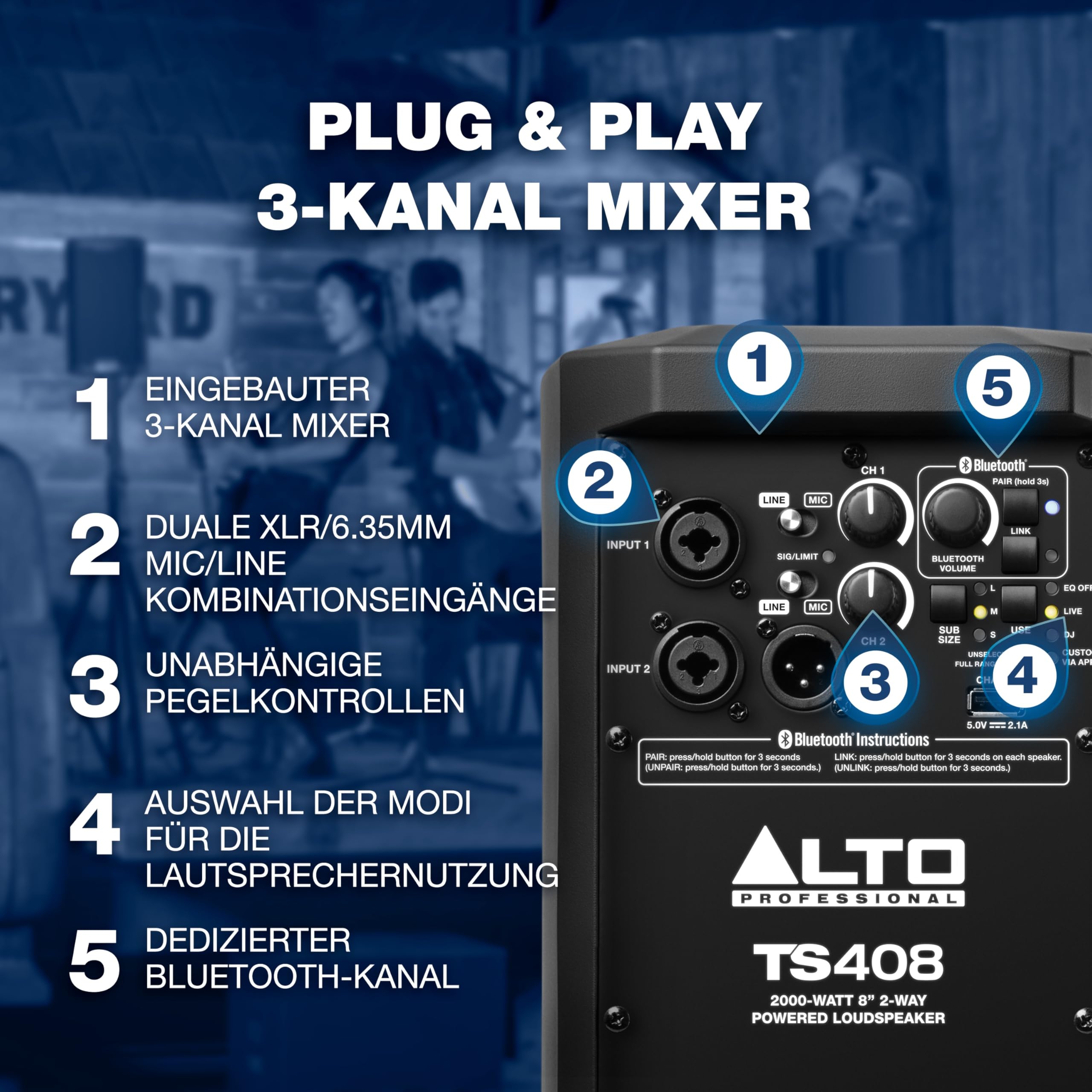 Alto TS408 2000W 8-Zoll PA-Aktivlautsprecher – Bild 6