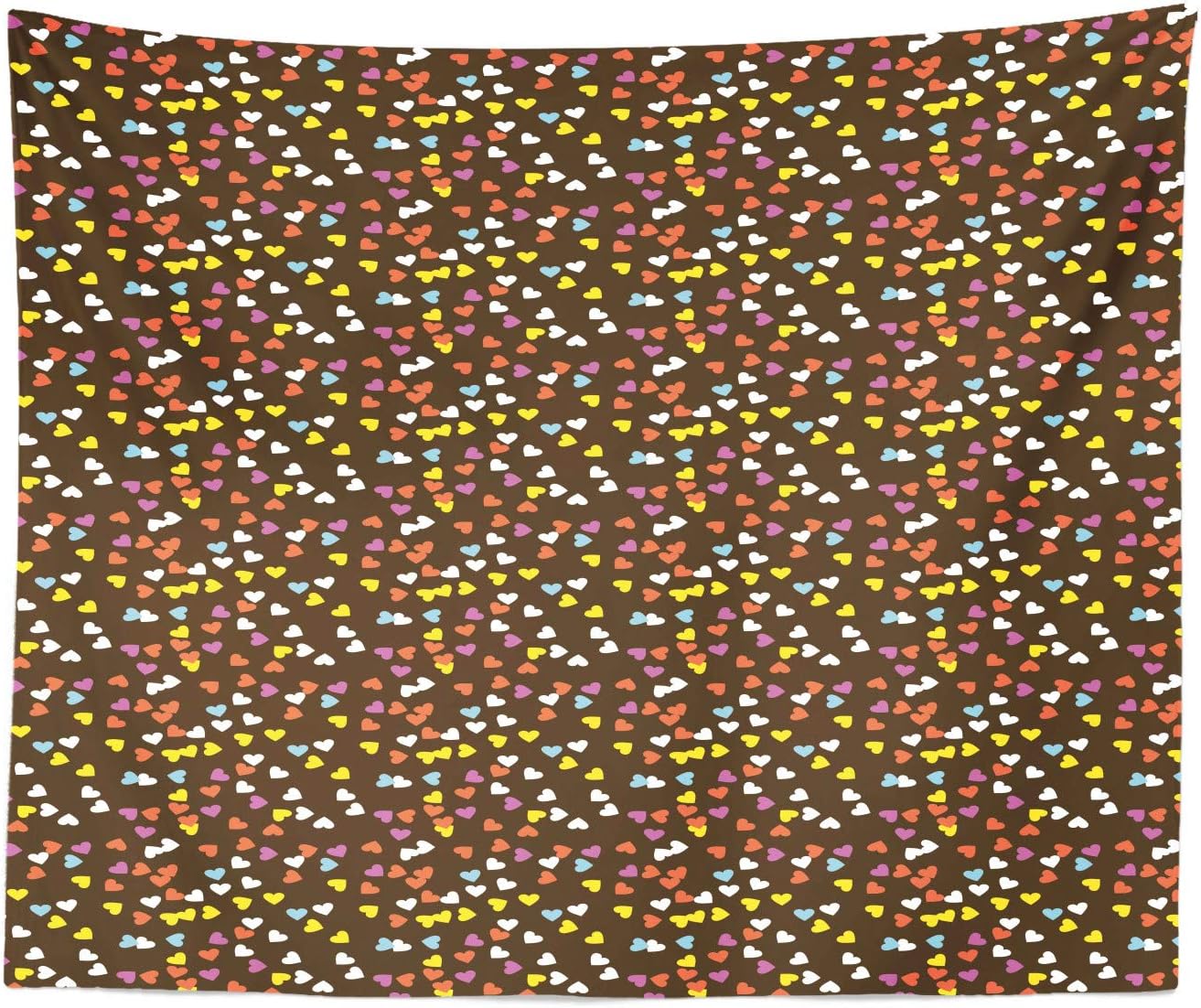 Lunarable Valentine's Day Tapestry, Floating Colorful Hearts, Fabric Wall Hanging Decor for Bedroom Living Room Dorm, 30" X 45", Chocolate Multicolor