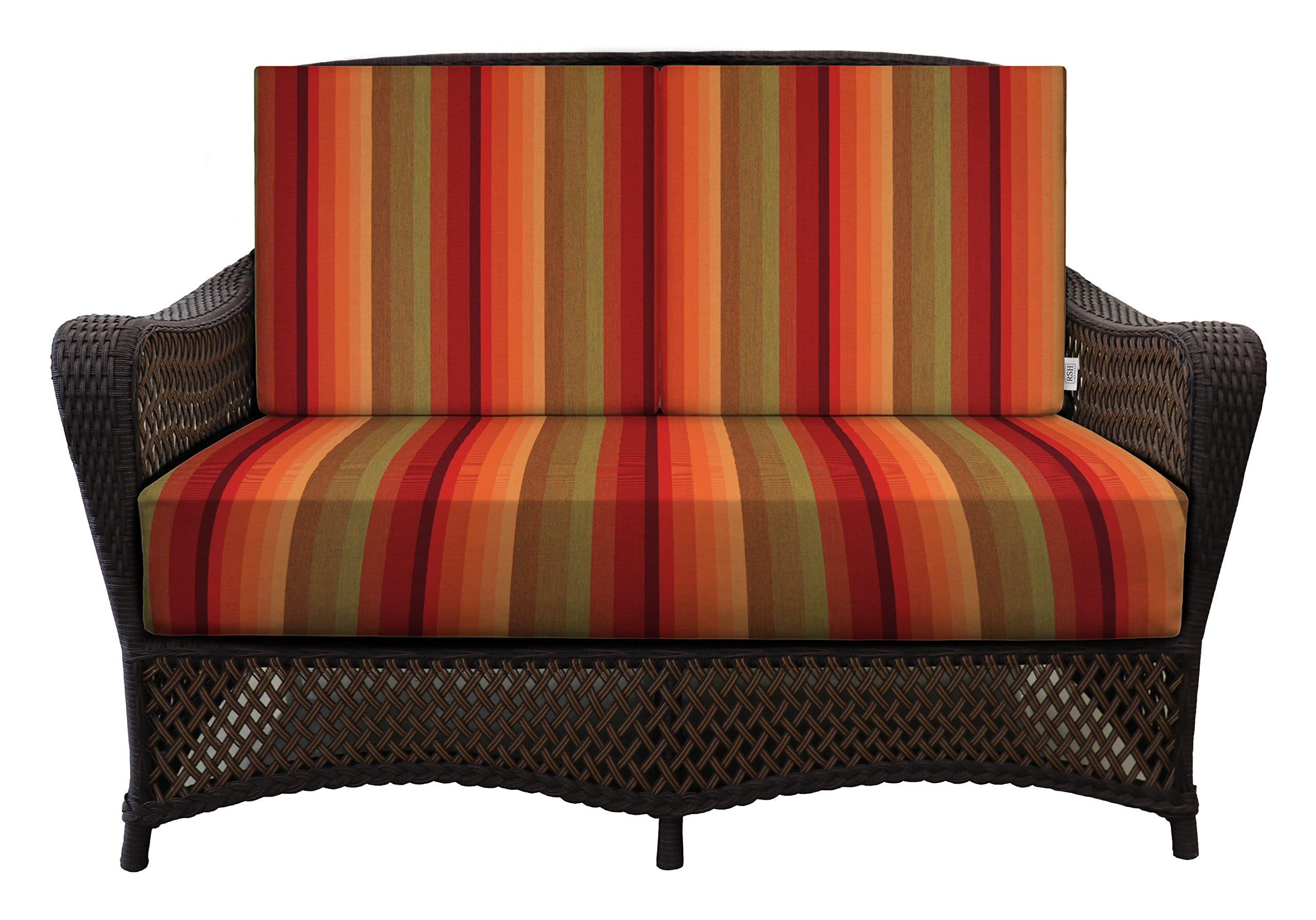 RSH DECOR: Deep Seating Foam Loveseat Cushion Set | 46” x 26” Loveseat | Sunbrella Performance Fabric | Outdoor Foam Settee and Back Cushions for Patio Furniture | Astoria Sunset