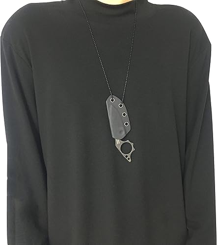 Vista 5 de HUAAO Cuchillo de hoja fija EDC de 4.9 pulgadas, hoja de acero 9Cr18MoV y mango de espiga completa, cuchillo pequeño con funda para cortar regalo