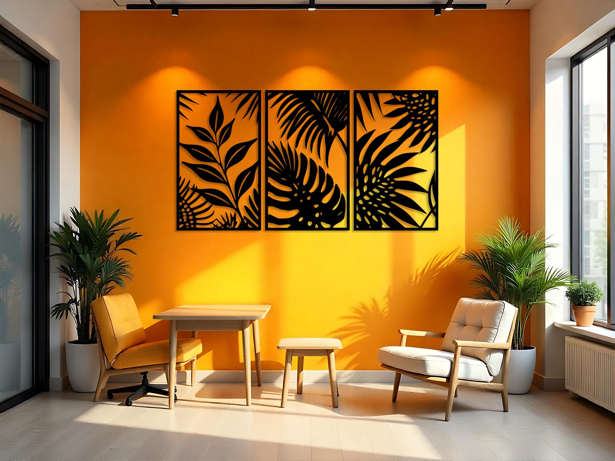 Kajaro Feuille Tableau Mural Bois 3 pièces, 1500x800 mm