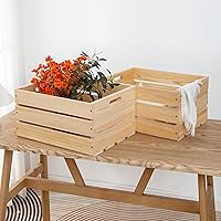 Vista 7 de 1 Piece Large Pine Wood Crates For Storage, Unfinished Natural Wooden Crates, 17" x 13" x 8.9