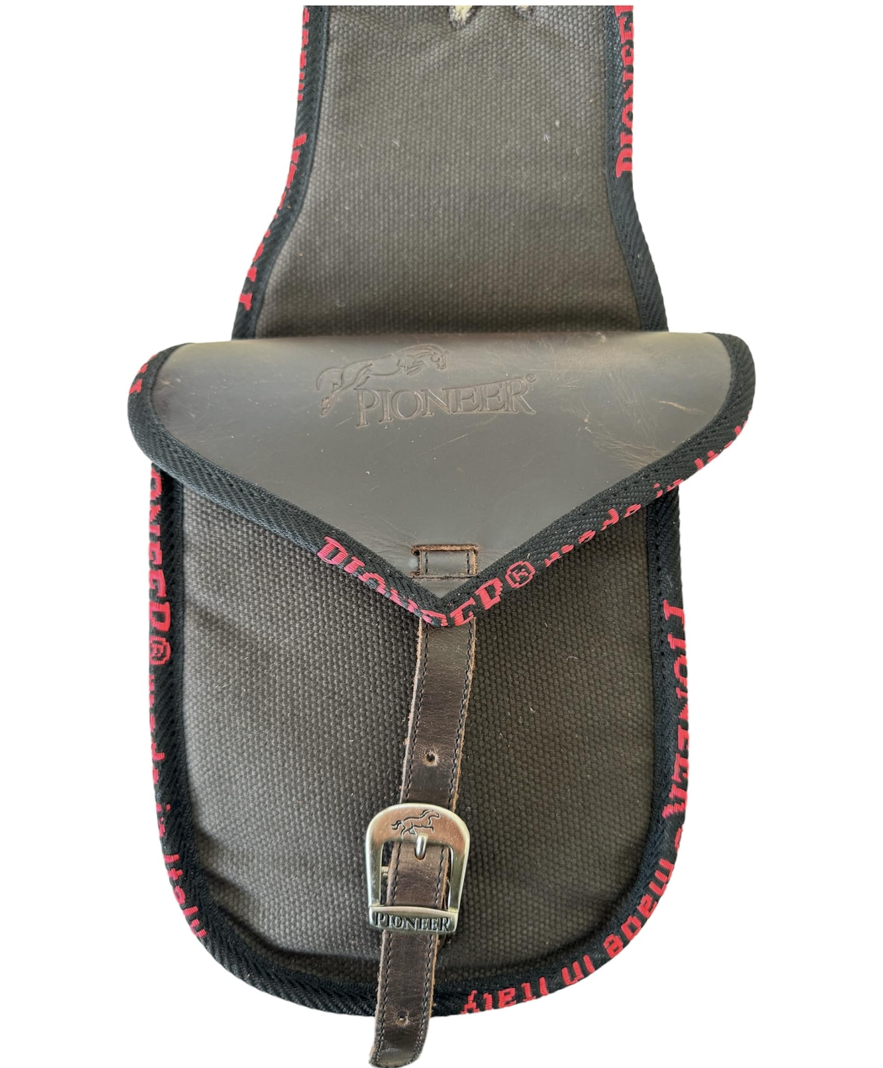 PIONEER Bisacce Cavallo - Borsa da Sella in Cuoio e Tessuto per Equitazione - Ideali per Trekking e Gite a Cavallo - Design Anteriore - Resistente e Confortevole
