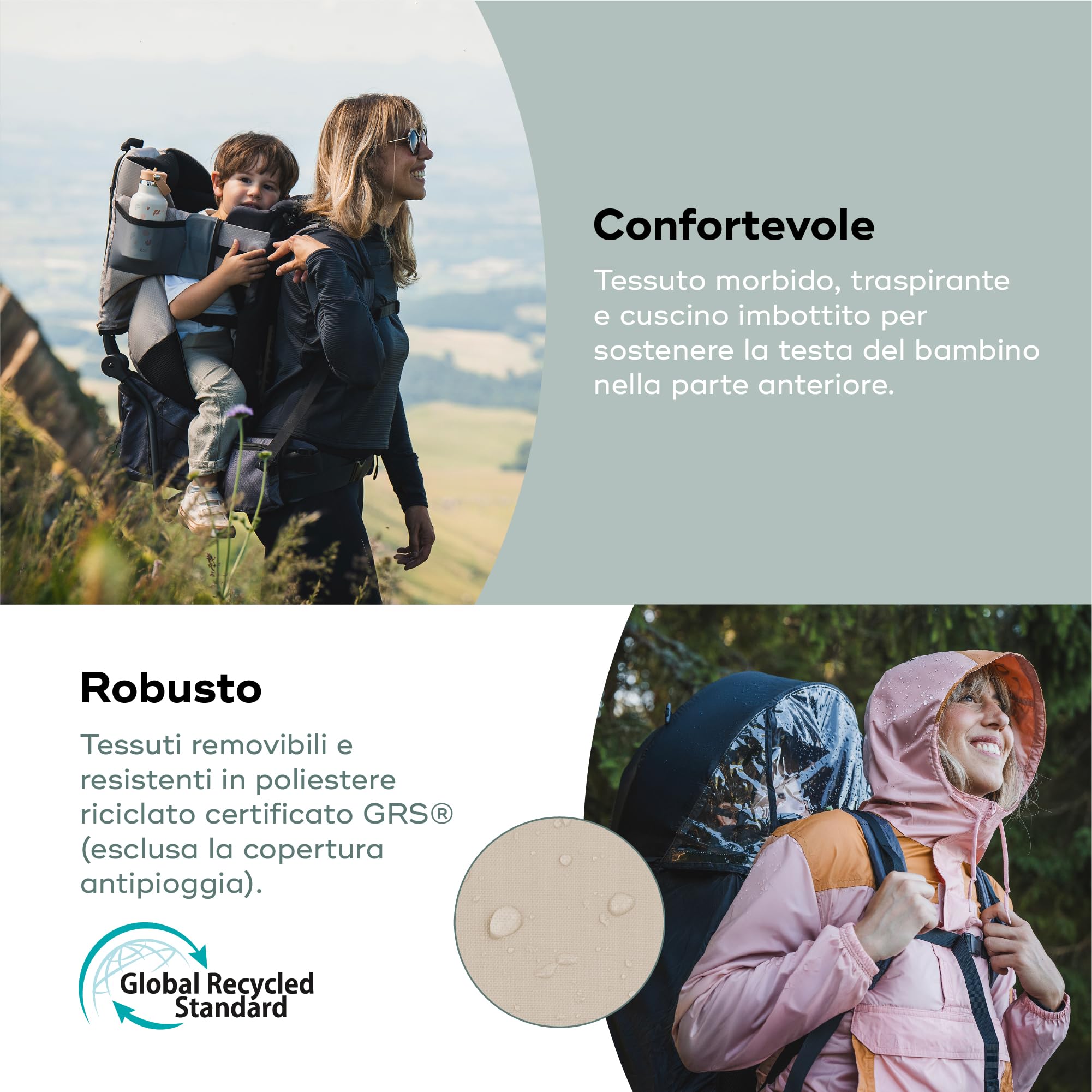 Babymoov Zaino Porta Bambino Trekking Moov&Hike + Copertura Pioggia | Parasole Anti-UV 50+, Ergonomico per Genitore e Bimbo - Regolabile - Borsa Isotermica 10L - Garanzia a Vita