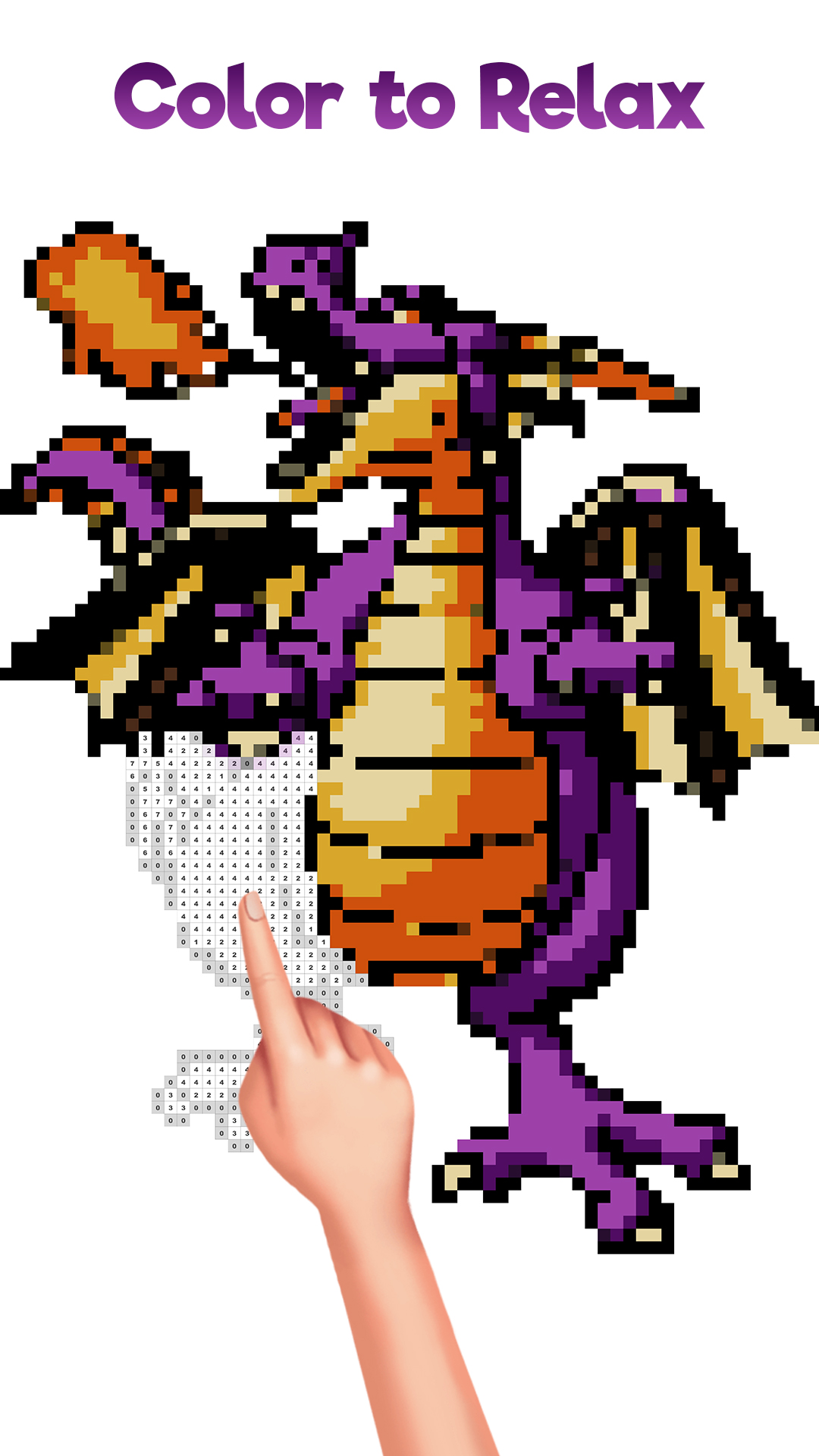 Dragons Pixel Art Paint by Number, Sandbox Coloring Book Pages app