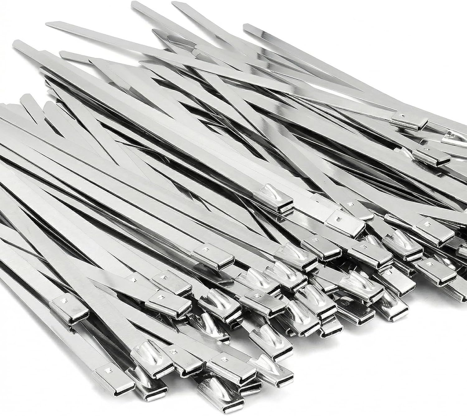 304 Stainless Steel Zip Ties 4 Inch (100Pcs) - Heavy Duty Metal Cable Ties for Fence Repair, Exhaust Wrap, Outdoor & Industrial Use - Rustproof, 200lb Tensile Strength (3.9)
