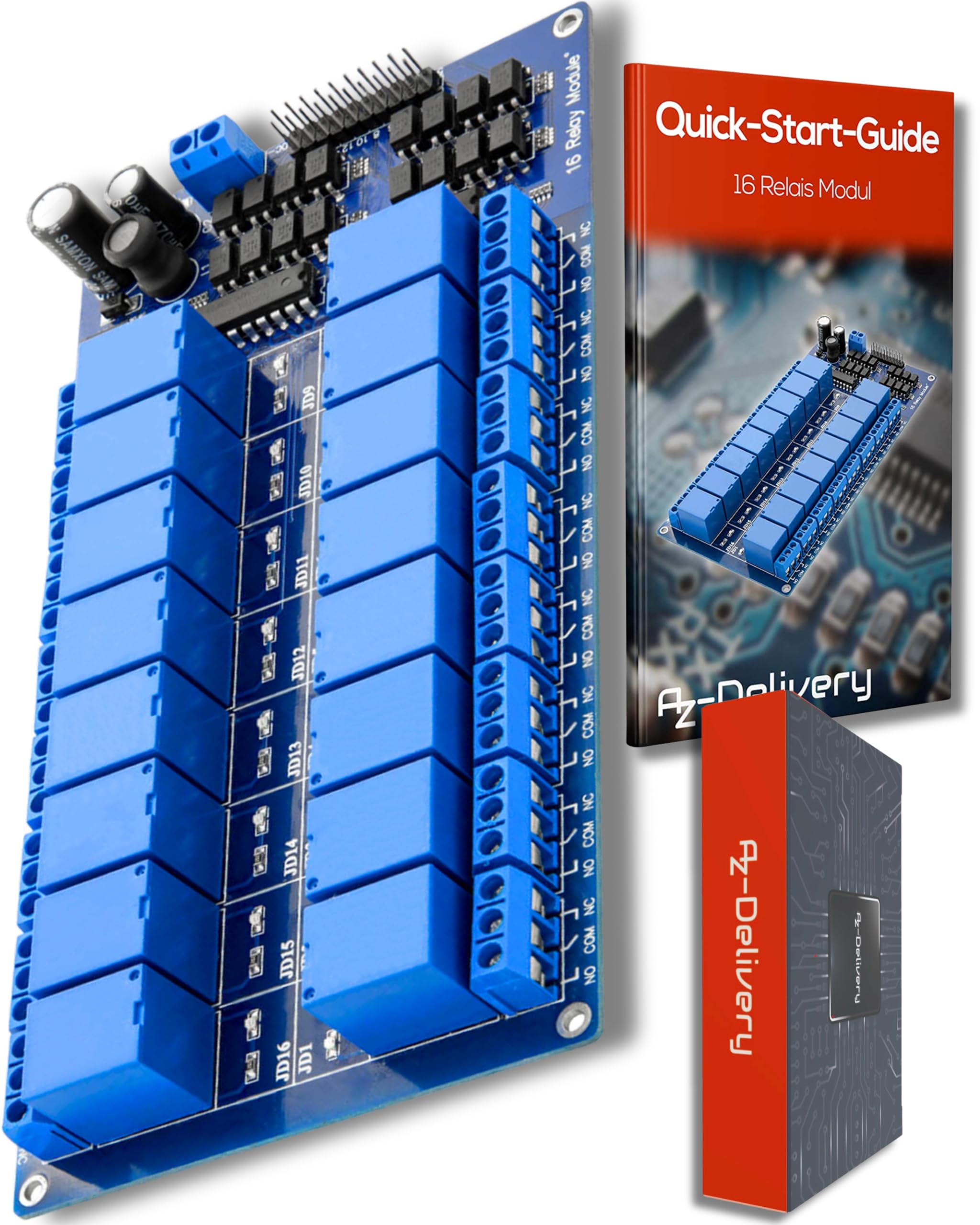 AZDelivery 16-Relay Moduł 12V z Optocoupler Low-Level Trigger kompatybilny z Arduino tym e-Book!