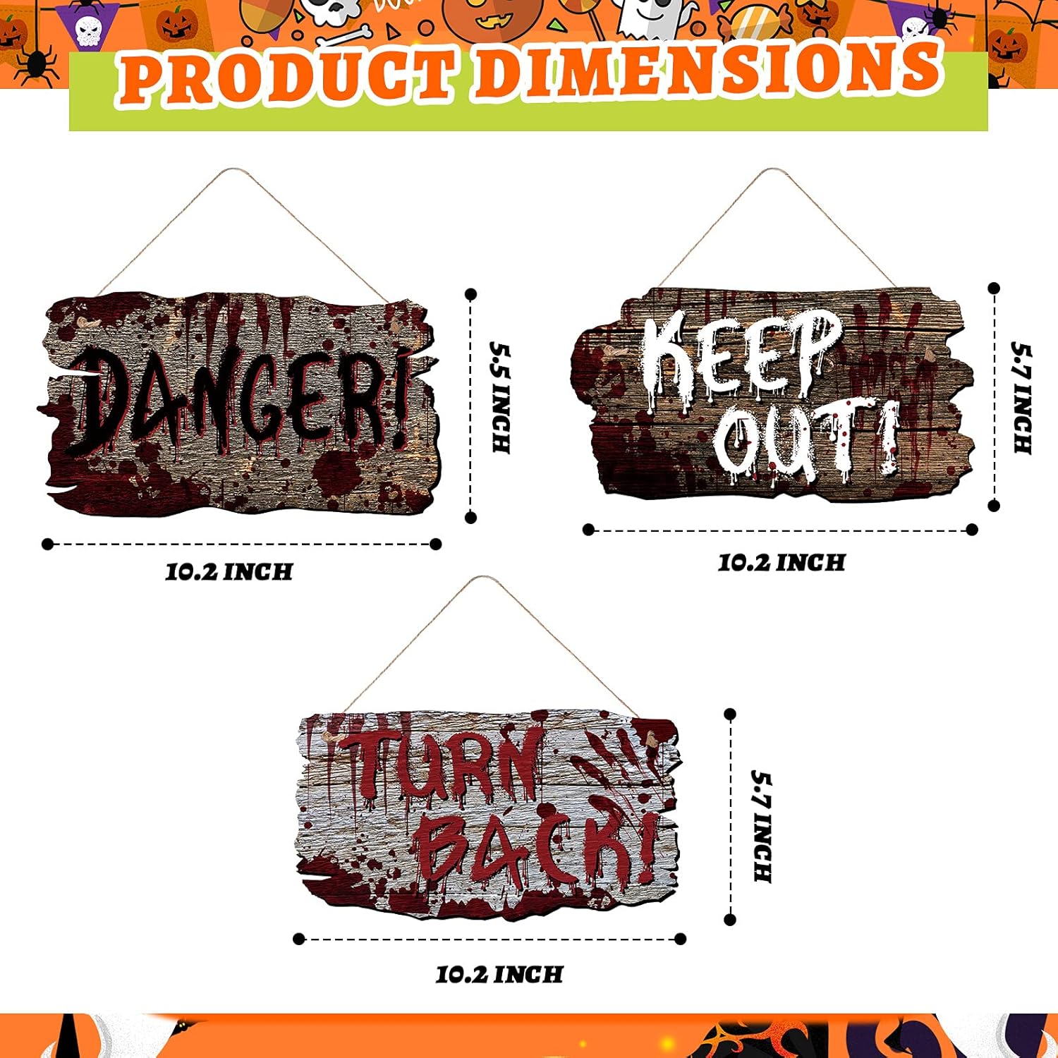Yalikop 3 Pcs Halloween Door Sign Decoration Spooky Wooden Wall Signs Decor Bloody Scary Hanging Door Hanger for Halloween Outdoor Indoor Farmhouse Porch Yard Zombie Vampire Theme Party Supplies
