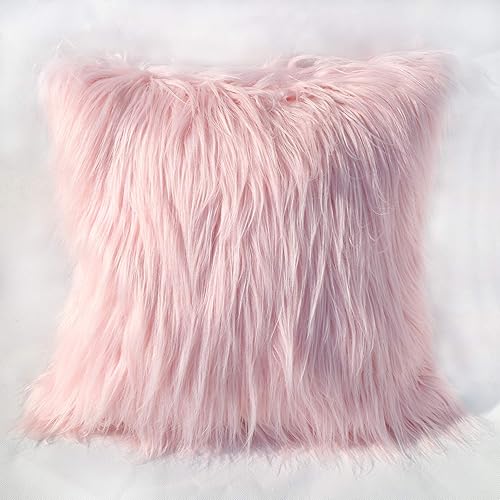 Miniatura 6 de Fundas de almohada de piel sintética de 20 x 20 pulgadas, decoración del hogar, funda de cojín cuadrada suave mongol de piel larga de lujo 100%
