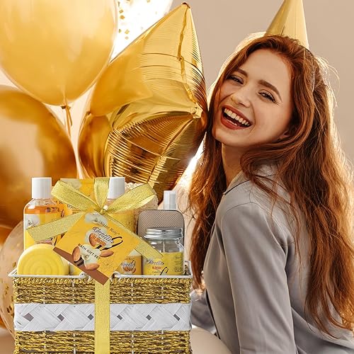 Miniatura 5 de Set de regalo de baño y cuerpo, 19 piezas Canastas de regalo de baño con fragancias de vainilla y miel con almendras Kit de spa para el hogar para