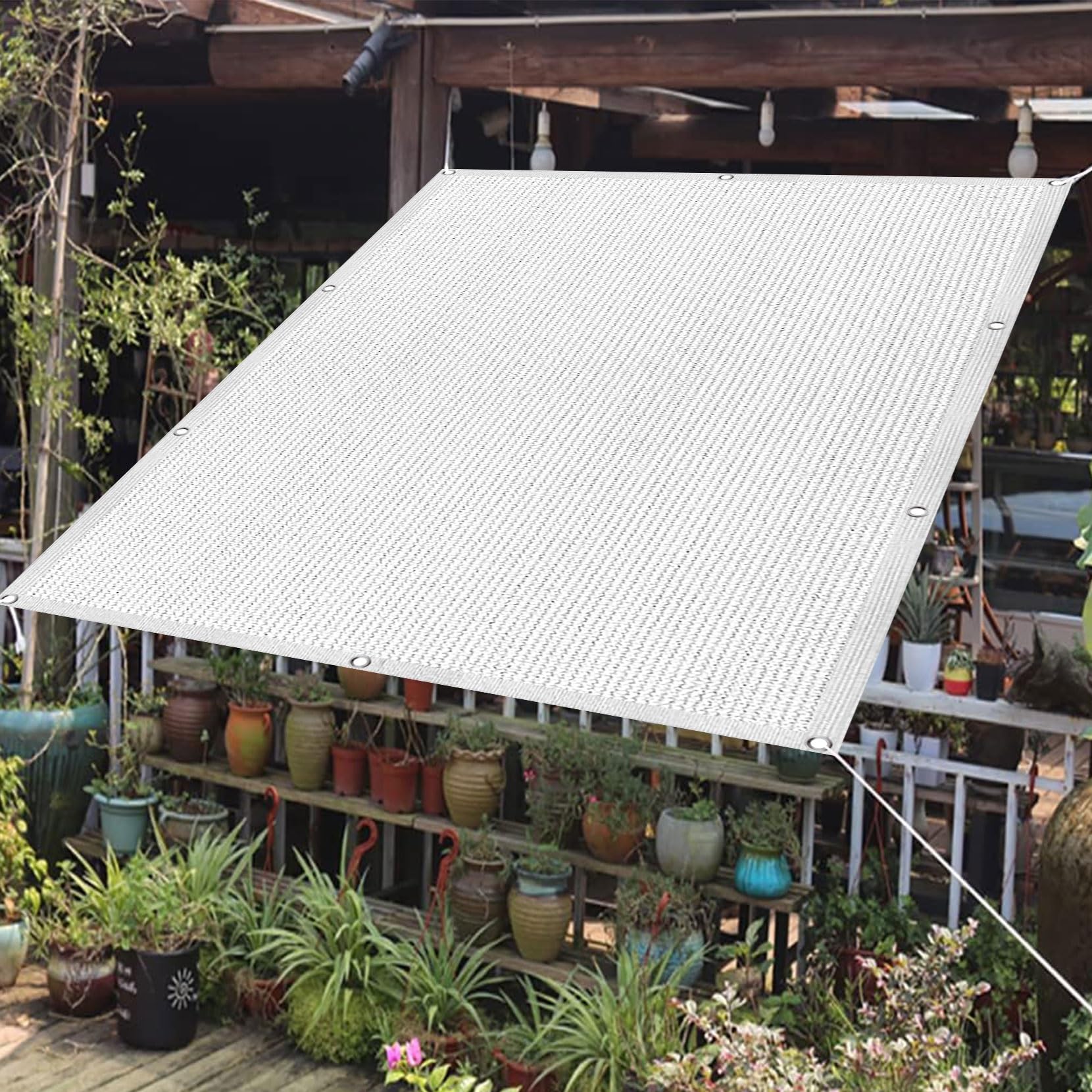 Voile d'ombrage 210x250 cm blanc avec protection UV 98% pour balcon