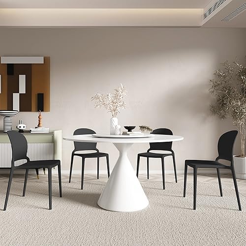 Miniatura 2 de Silla de comedor negra, juego de 3 sillas de plástico modernas para interiores, cocina y comedor, cómodas para cocina, comedor, dormitorio, sala de