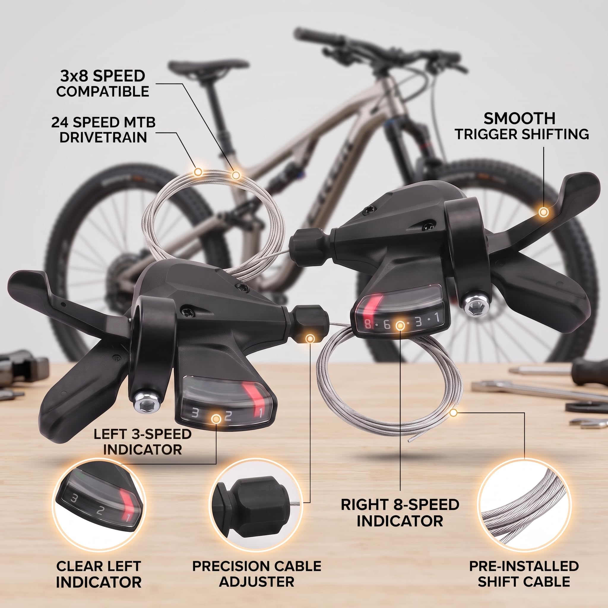 Amazon.co.jp: DMAIP 3x8 スピードバイクシフトレバーセット、24