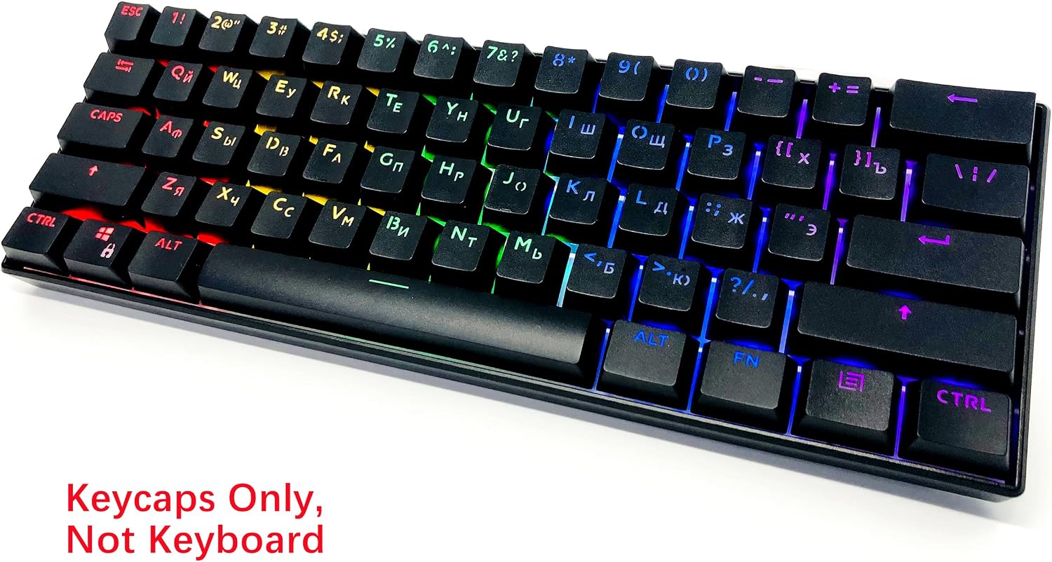 132 Keys Russian Backlit Keycaps OEM Profile Keycap Gamer Officer DIY for MX Mechanical Keyboard Removable Keycaps Set for 61 87 104 Full Size Mechanical Gaming Keyboard (Keycap Only) (Black)