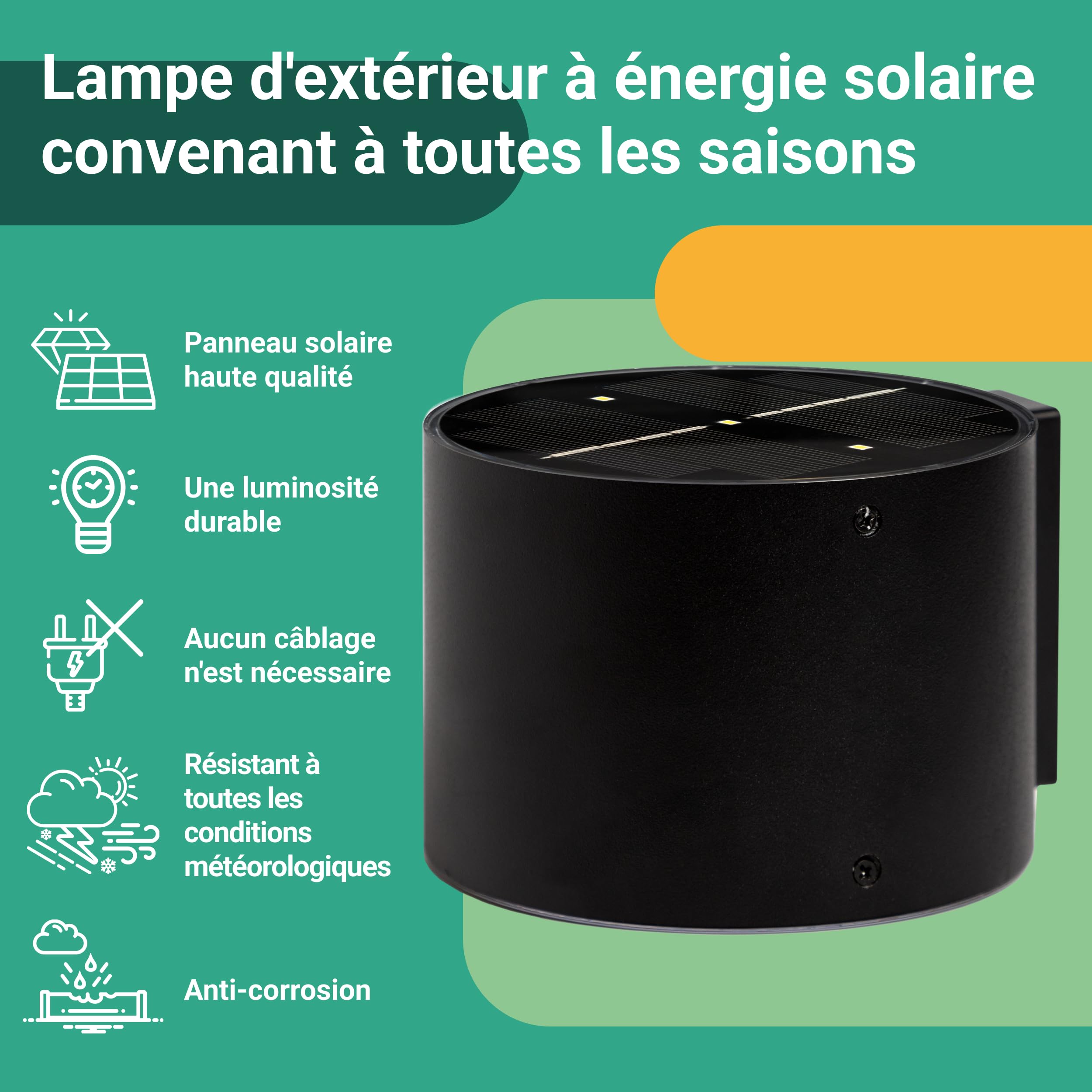 Proxinova Applique Murale Exterieur Solaire LED, Lampe à Double Luminaire Exterieur avec Capteur Crépusculaire Pour l'éclairage de Jardin Solaire, Lampe Solaire d'extérieur Étanche IP65, Lot de 2