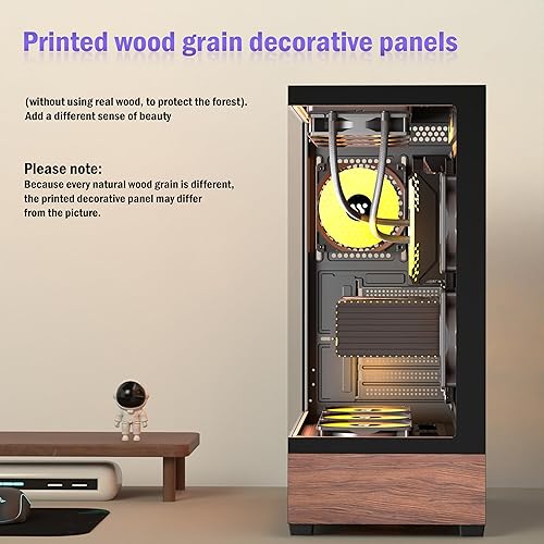 Vista 6 de KEDIERS Chasis de PC ATX con 5 Ventiladores ARGB PWM Pre-Instalados, Chasis de Computadora Mid Tower con Vidrio Templado de Vista Completa, Type-C