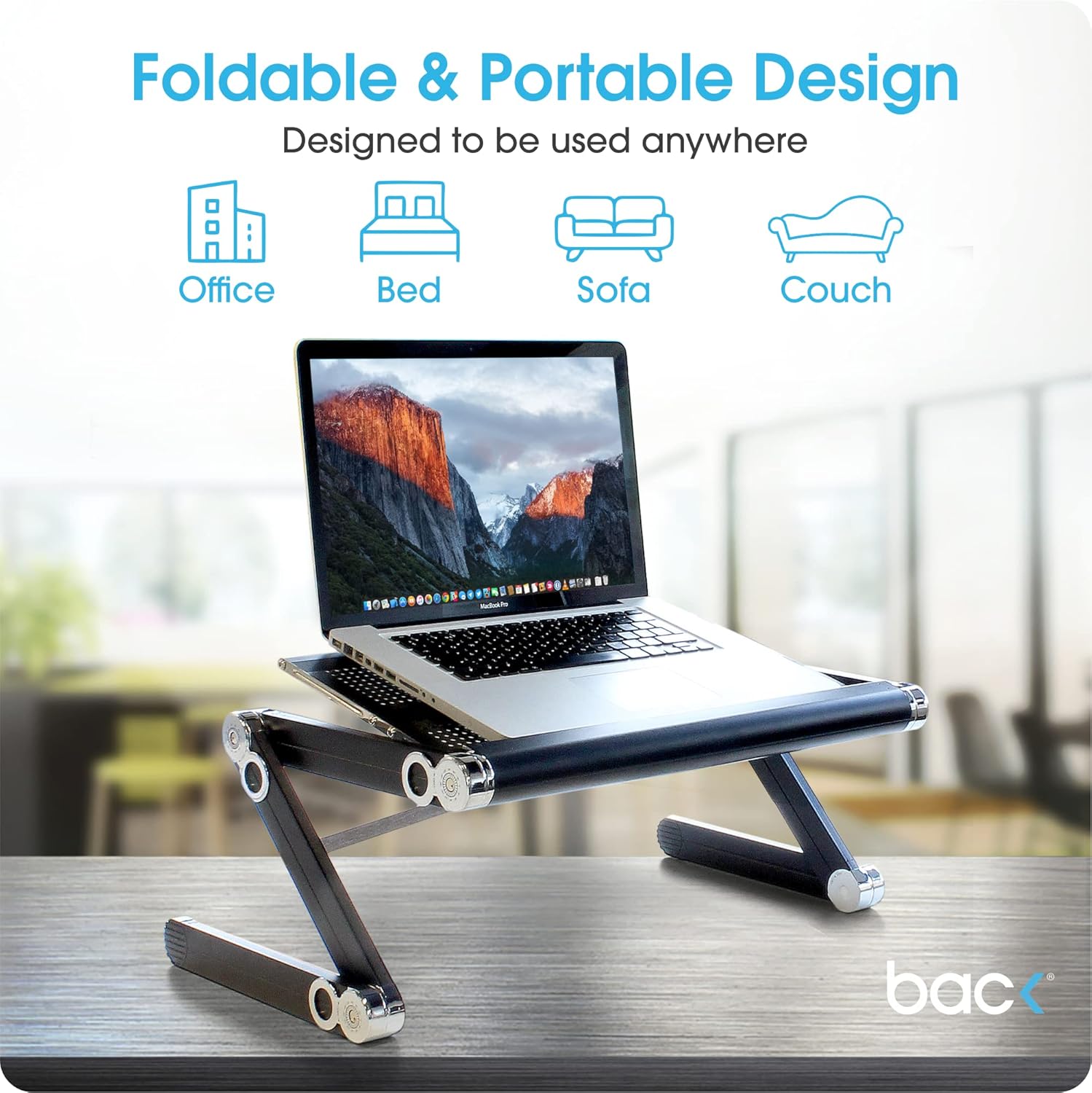 Adjustable Portable Folding Standing Desk Computer Riser Aluminium
