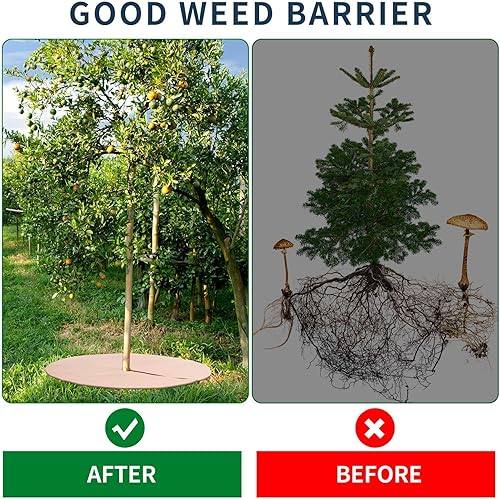 Miniatura 4 de 8 piezas de 32.2 pulgadas de anillo de mantillo de árbol no tejido grueso protector de árbol reutilizable de tela redonda barrera de raíz de árbol,
