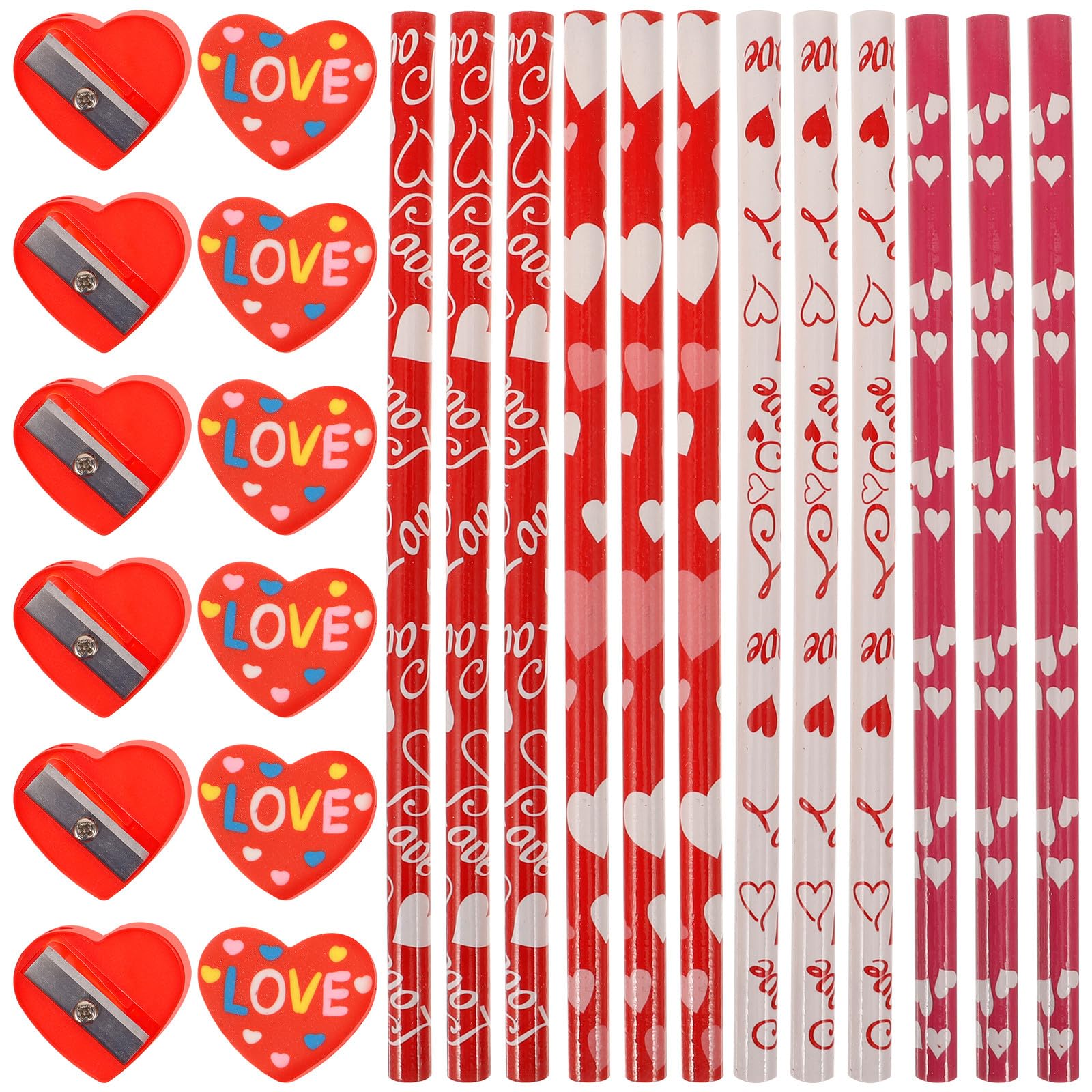 NUOBESTY 180pièces Crayons Et Gommes Thème Saint-valentin Crayons Hb Gommes Cœur Pour Et Activités