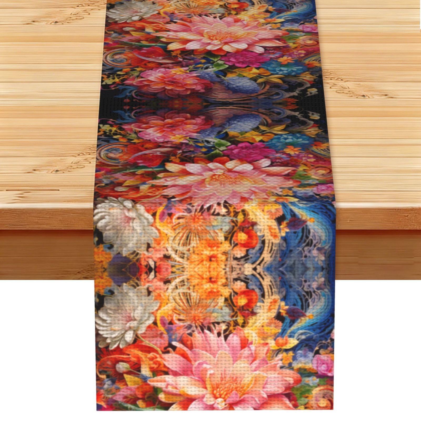 Various rotating flowers Linen Feel Table Runner Wedding Party Home Decoration
