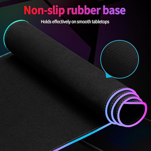 Miniatura 3 de Gaming Mouse Pad, Wireless Charging, 15W Fast Charging, 15 LED Light Modes, Extra Large 800x300mm, Non-Slip Rubber Base, Compatible with PC,