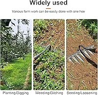 Vista 3 de Rastrillo de jardín afilado y duradero, rastrillo de hierro resistente, rastrillo de mano de acero endurecido para césped de patio trasero