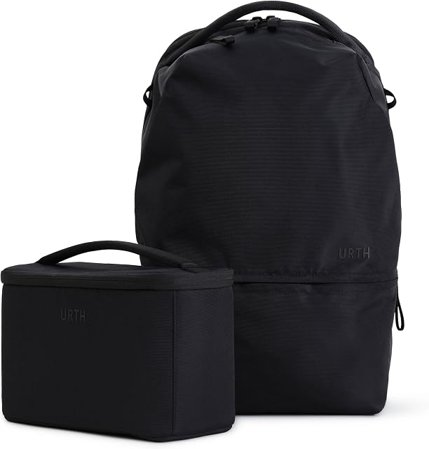 Urth Arkose 20L Modular Backpack + 3.7L Camera Insert - Water Resistant, Anti-Theft, Recycled Bag for DSLR/SLR/Mirrorless, 13-16 Inch Laptop in Black