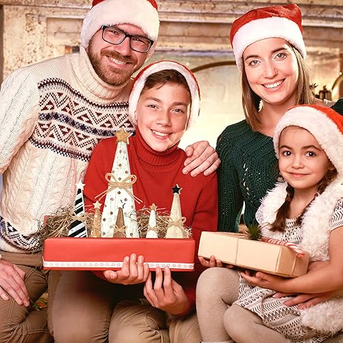 Miniatura 6 de 6 piezas de decoración de mesa de madera de Navidad, centros de mesa rústicos de granja con diseño de casa de árbol de Navidad, reno, alce, ángel y