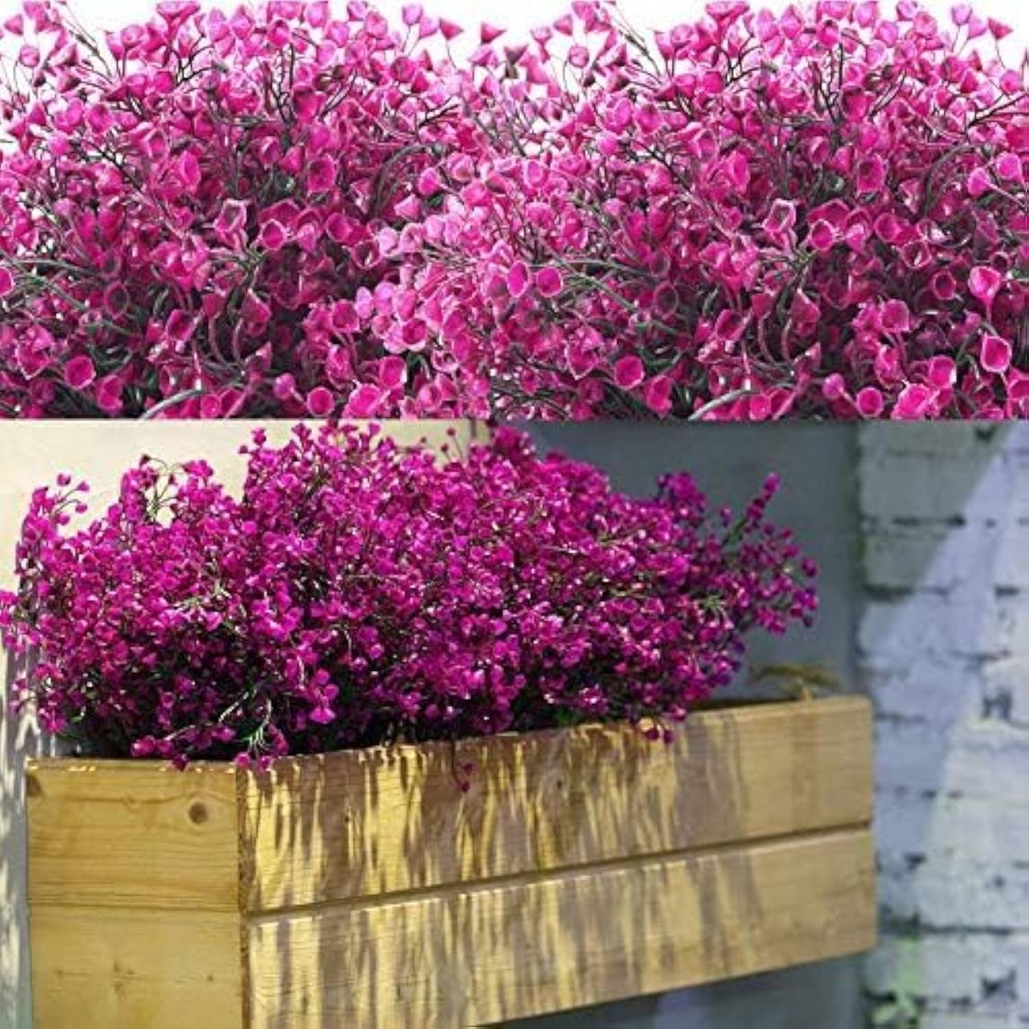 WILLBOND 12 Packs Artificial Shrubs Bushes Artificial Flowers UV Resistant Outdoor Plants Flowers Decorative for Floral Arrangement Table Centerpiece Home Garden Decoration (Fuchsia)
