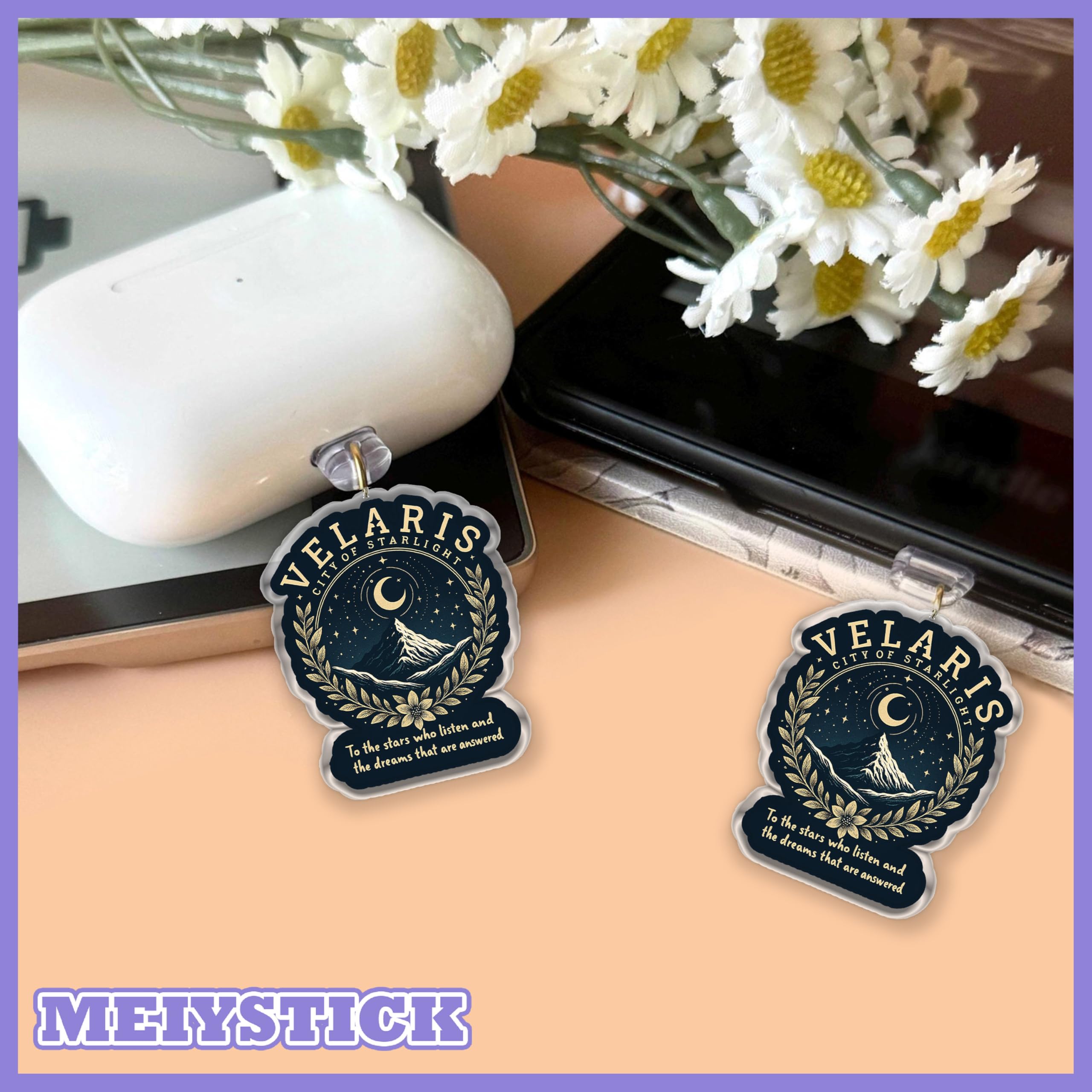 Velaris City of Starlight ACOTAR Breloque anti-poussière en acrylique de type C ou Lightning, accessoire Kindle, breloque lecteur fantaisie, cadeau pour les amateurs de livres