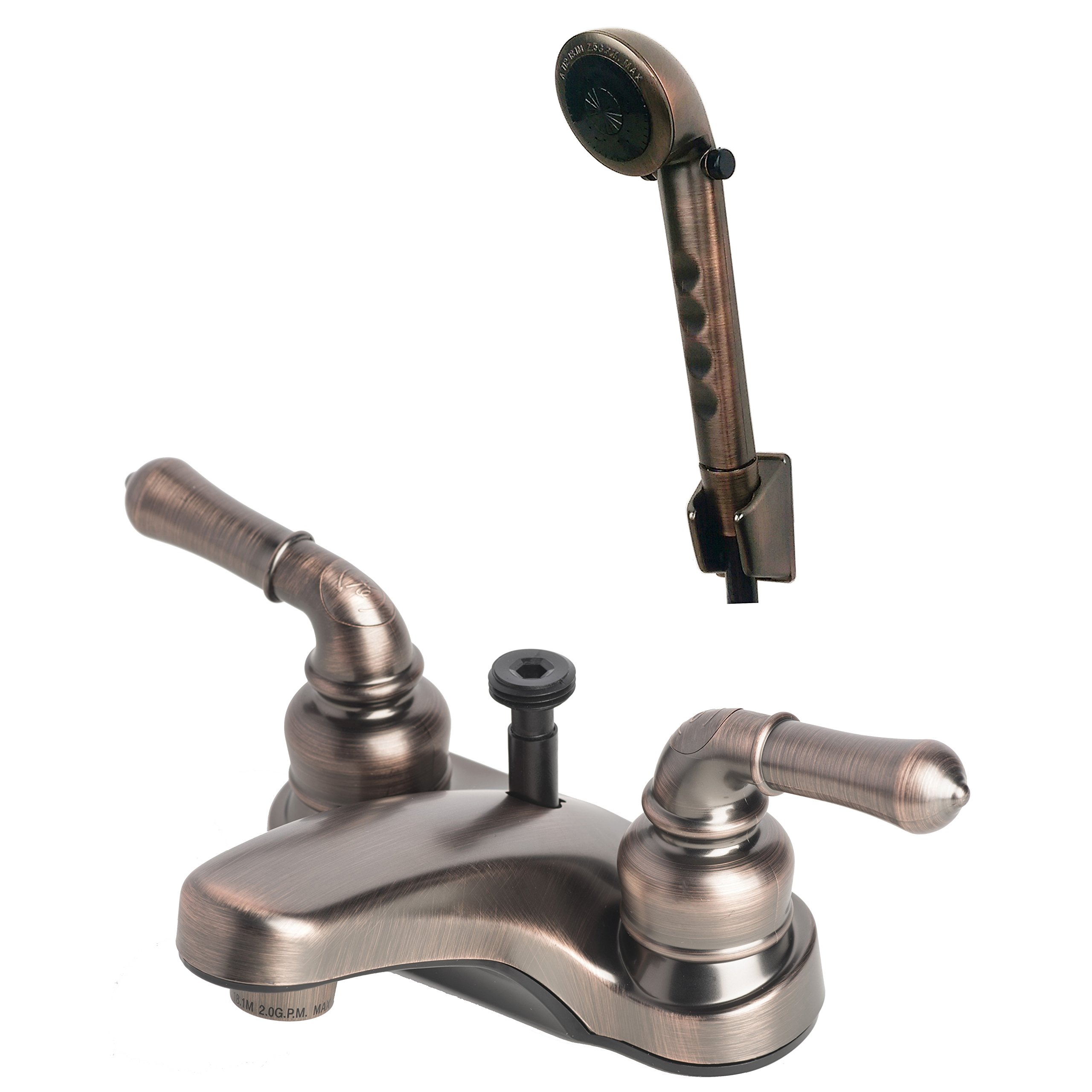 Builders Shoppe 2009BZ/4120BZ RV Bathroom Diverter Faucet with Hand Shower, Brushed Bronze Finish