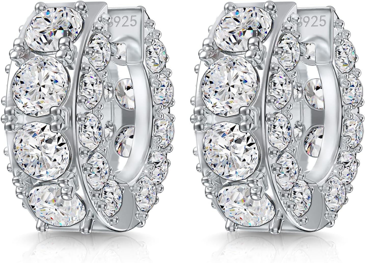 HELLOICE Moissanite Hoop Earrings 925 Sterling Silver D Color VVS1 Clarity Hypoallergenic Huggie Hoop Earring Anniversary Birthday Jewelry Gifts for Lover Lady Friends