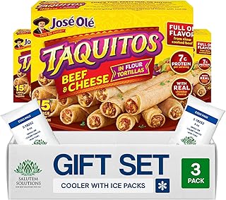 Salutem Vita – Beef & Cheese Flour Taquitos Frozen Mexican Food, Gift Set, 23 oz – Pack of 3