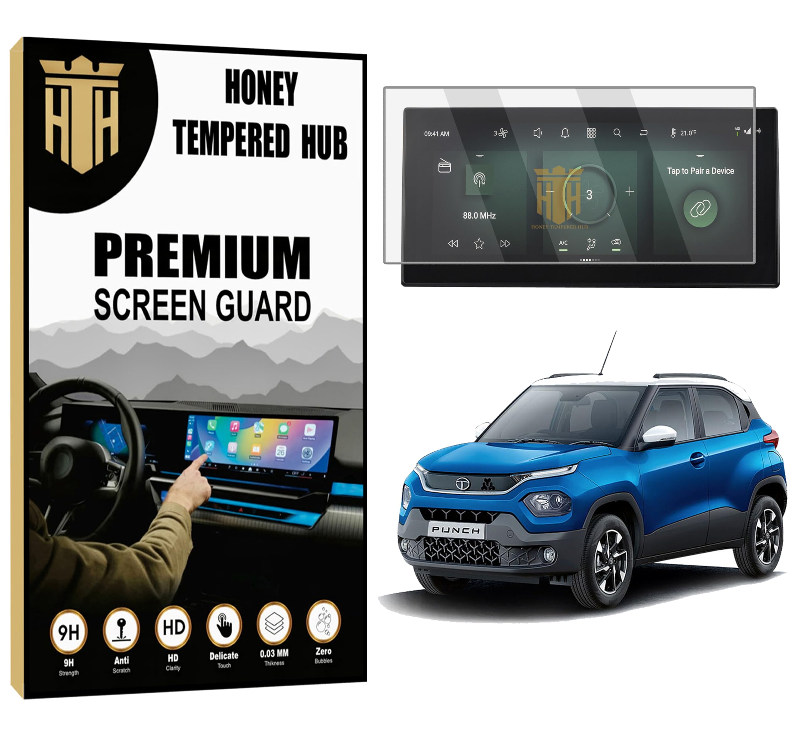 SCREEN GUARD For NEW (TATA PUNCH 2024) 10.25 INCH THIN BEZEL INFOTAINMENT GUARD/Car Display Music System Protector/TataPunch 9H Accessory [Not Tempered Glass]-image-0